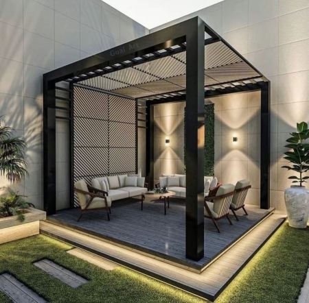 تصميم جلسات خارجية بحي النعيم في جدة|أحدث مظلات وسواتر حدائق 2027